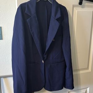 Navy Blue Men's Blazer - Classic Single-Breasted Suit Jacket